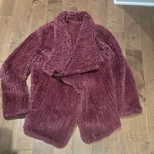 Guess Deep Burgundy Faux Fur Coat